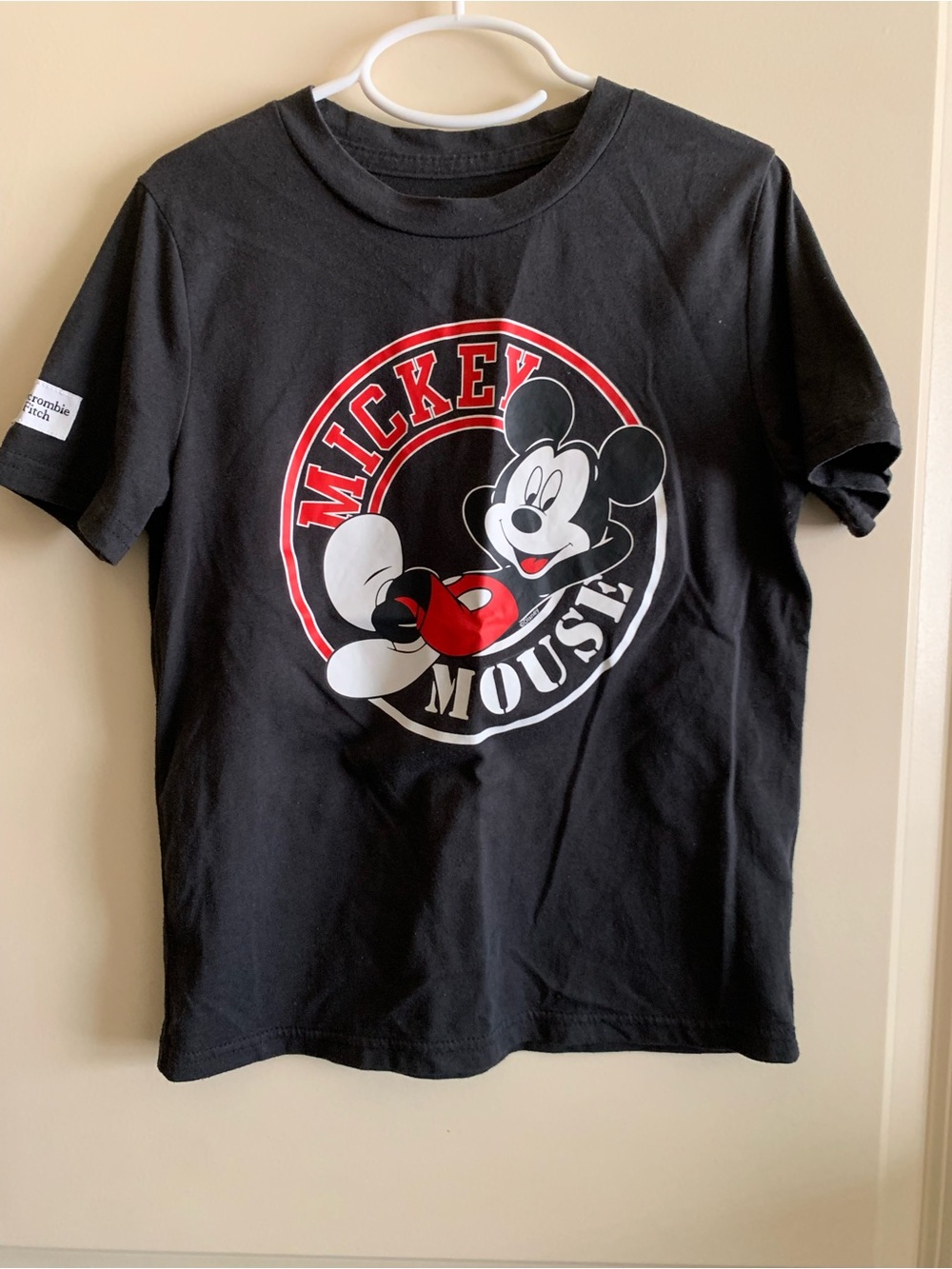 abercrombie kids Black Mickey Mouse Graphic Tee with Red Accents
